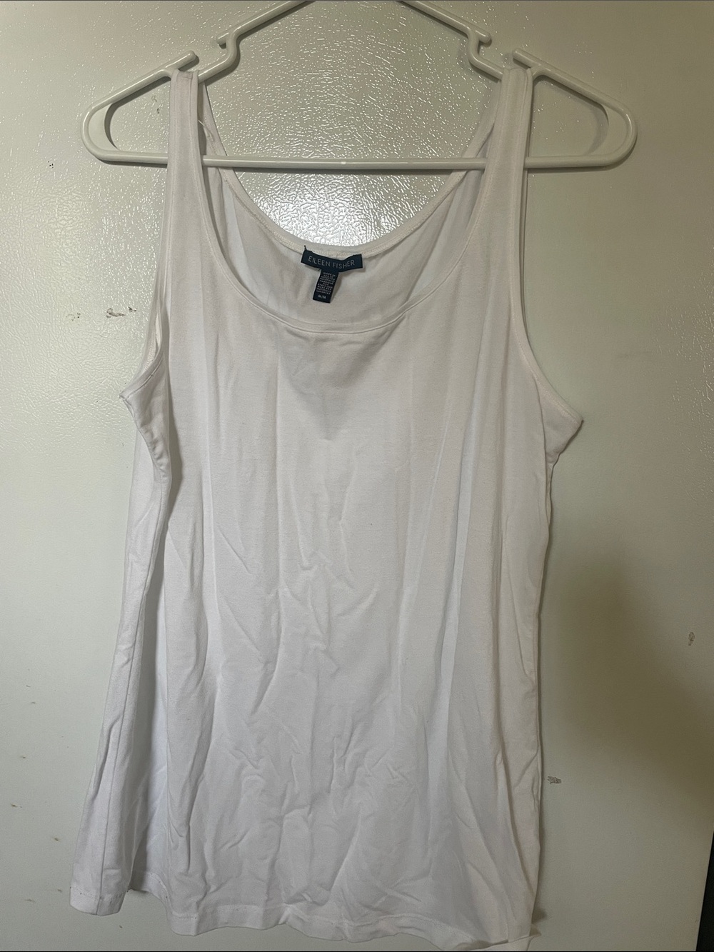 Eileen Fisher Medium Lyocell Blend White Scoop Neck Tank‎ Everyday Wear